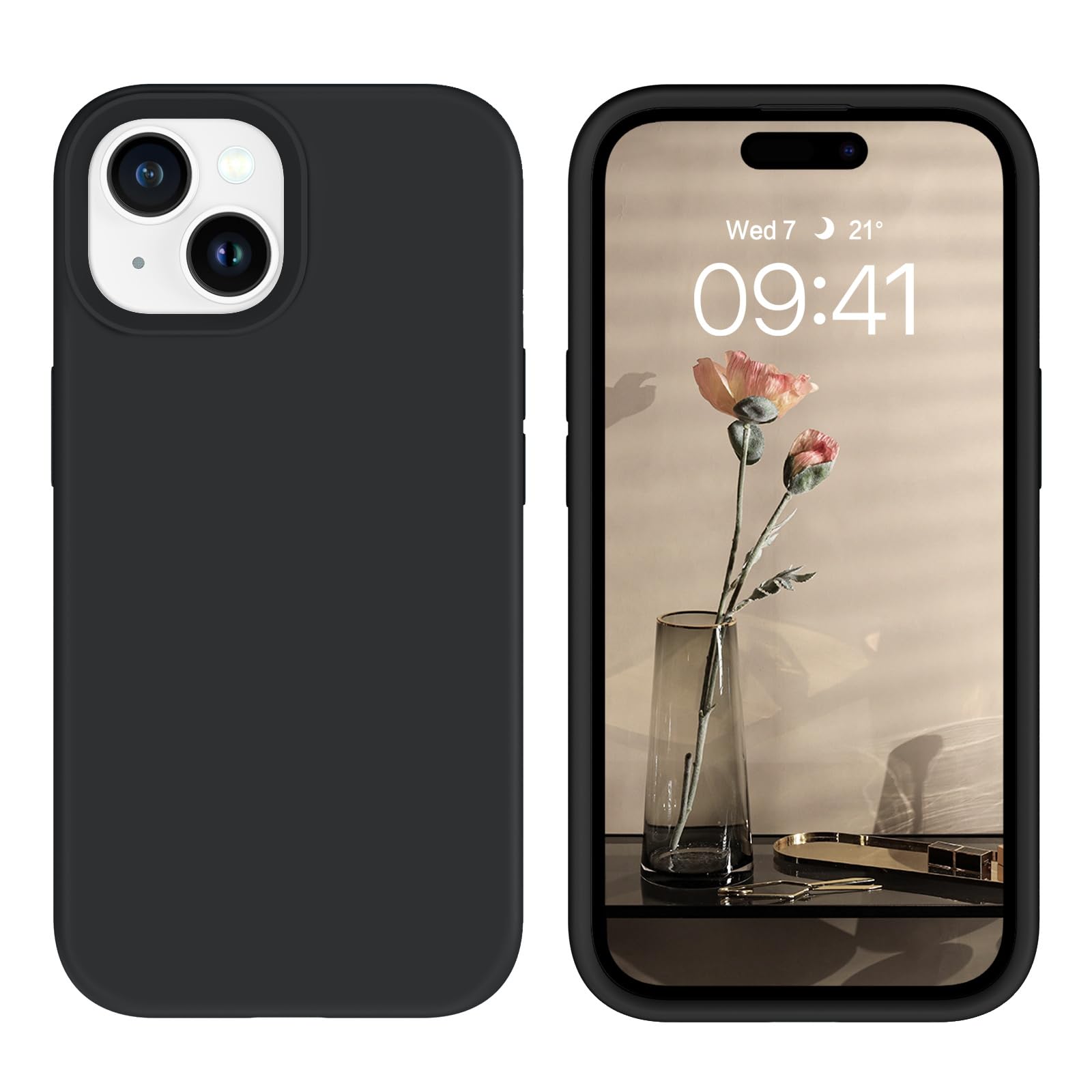 BENTOBEN Compatible with iPhone 15 Case Case Compatible with iPhone 15 Camera Protection Upgraded Liquid Silicone Soft Microfiber Lining Hard Back Shockproof Case for iPhone 15 6.1 inch Black