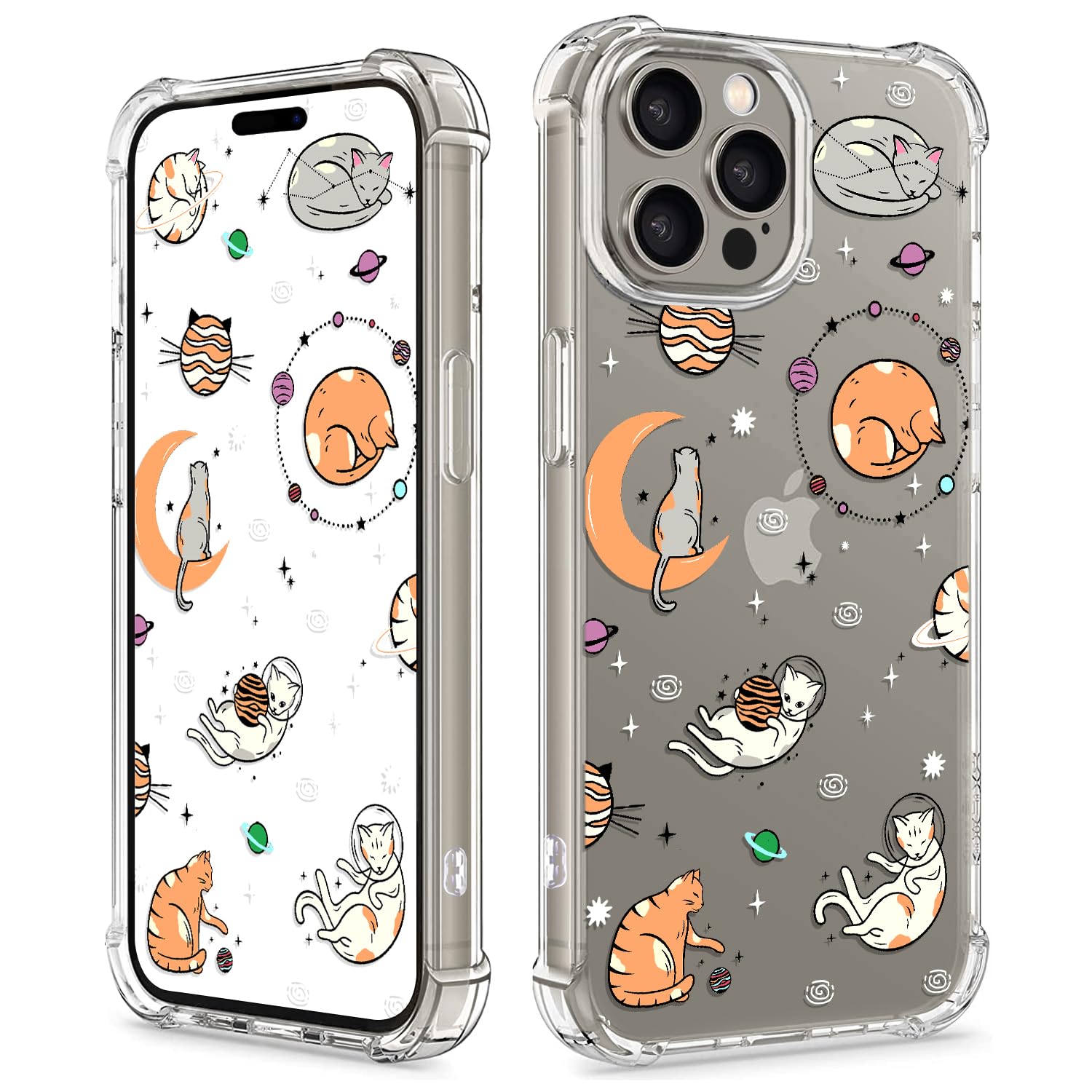 COBATREE for iPhone 15 Pro Max Phone Case Clear Case with Cute Cat Pattern for iPhone 15 Pro Max Case Bumper Protective Shockproof Soft Cover Case for iPhone 15 Pro Max 6.7”-Cute Cat