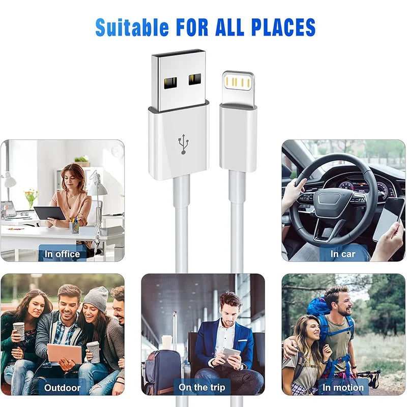 3A USB A to Lightning Cable For iPhone 14 13 12 11 Pro Max Plus XR Max USB A Fast Cable Charger Wire Phone Accessories 1M 2M 3M