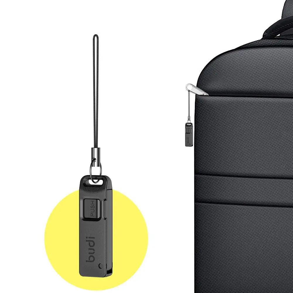 BUDI Anti-Lost Sim Card Eject Pin Needle Plastic Storage Box Mobile Phone Steel Ejector Pin SIM TF Card Tray Opener Keyring