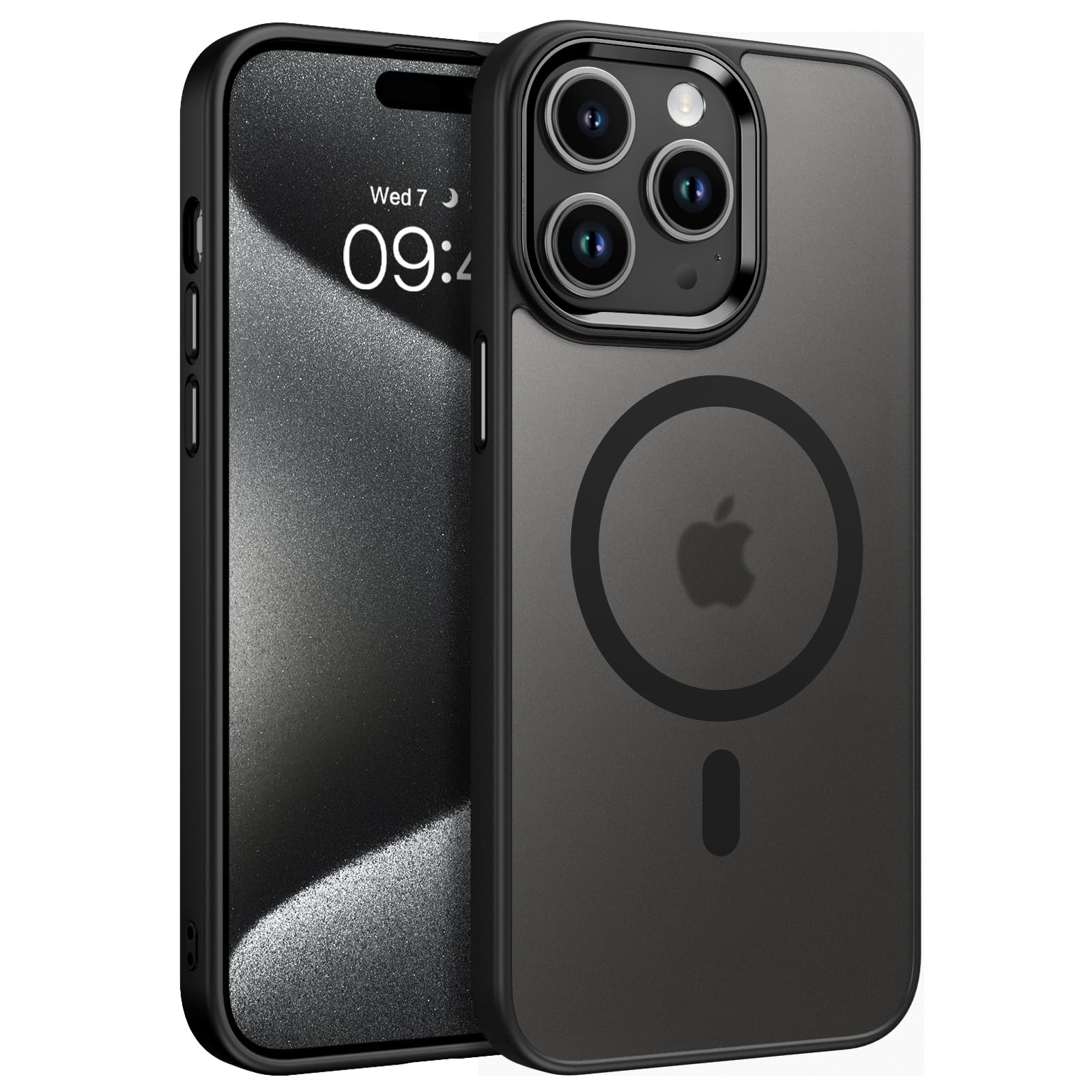 BENTOBEN for iPhone 15 Pro Max Case Magnetic iPhone 15 Pro Max Phone Case [Compatible with MagSafe] Translucent Matte Slim Shockproof Women Men Protective Case Cover for iPhone 15 Pro Max 6.7" Black